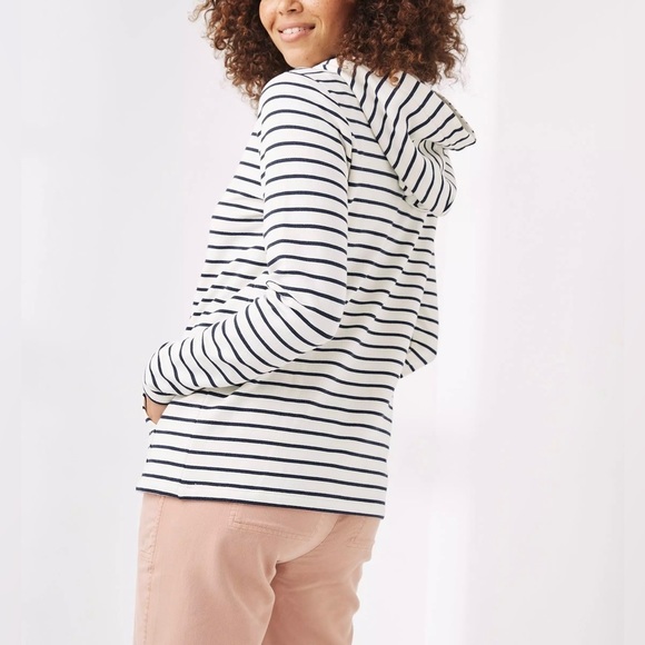 Fat Face Sally Stripe Hoodie Front Pocket w/ Scotland Nautical Embroidery BB138 - Picture 3 of 14